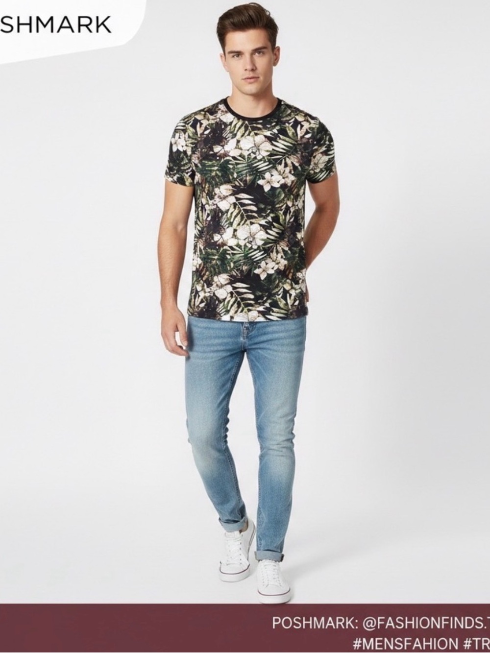 SMOG Men’s Tropical Tee XL New With Tags Foliage Print